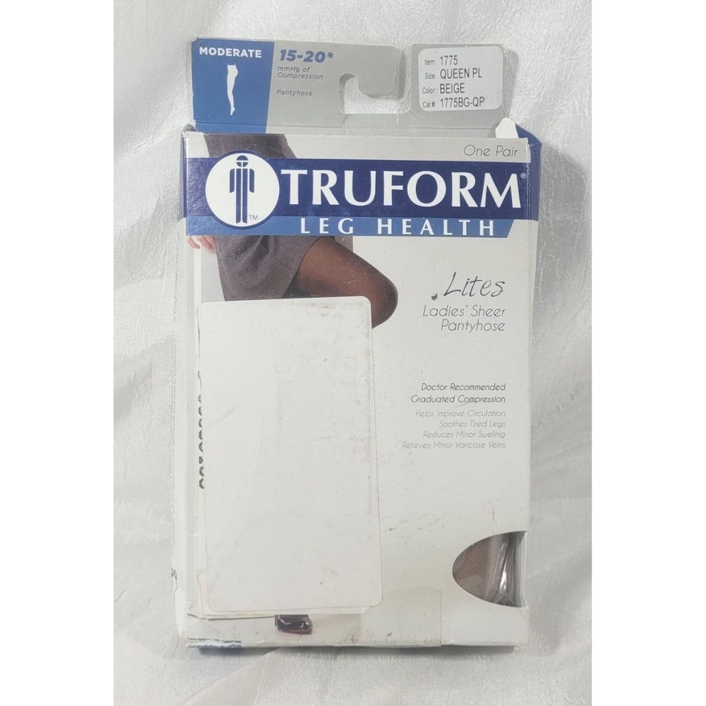 Truform Beige Compression Pantyhose Moderage 15-20mmHg #1775 - Size Queen PL